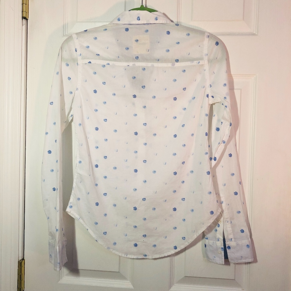 Hollister White with Blue Polka Dots Button Up - Picture 5 of 5